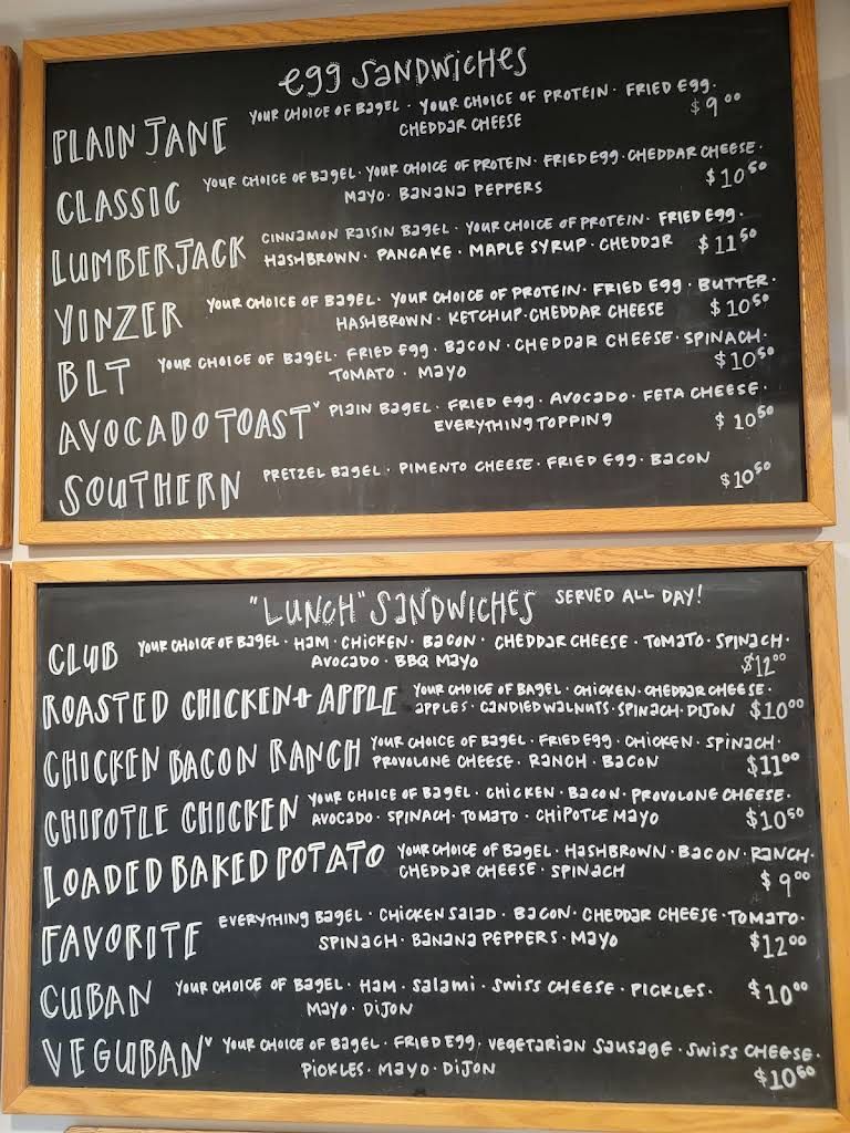 Beaver Bagel Co. Menu 1